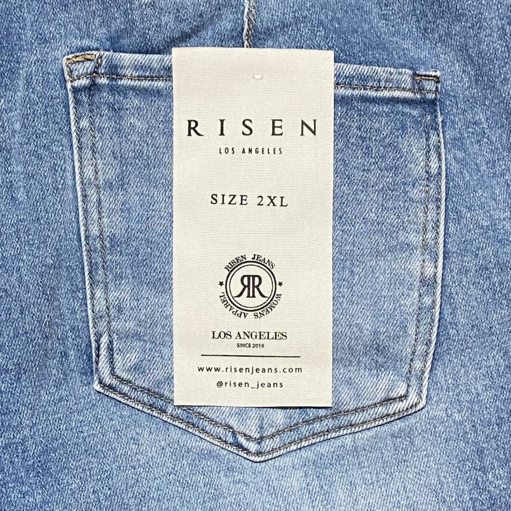 Risen Jeans Women's Size 2XL Medium Wash Wide Leg High Rise Denim Pants RDP5901X - Picture 4 of 12